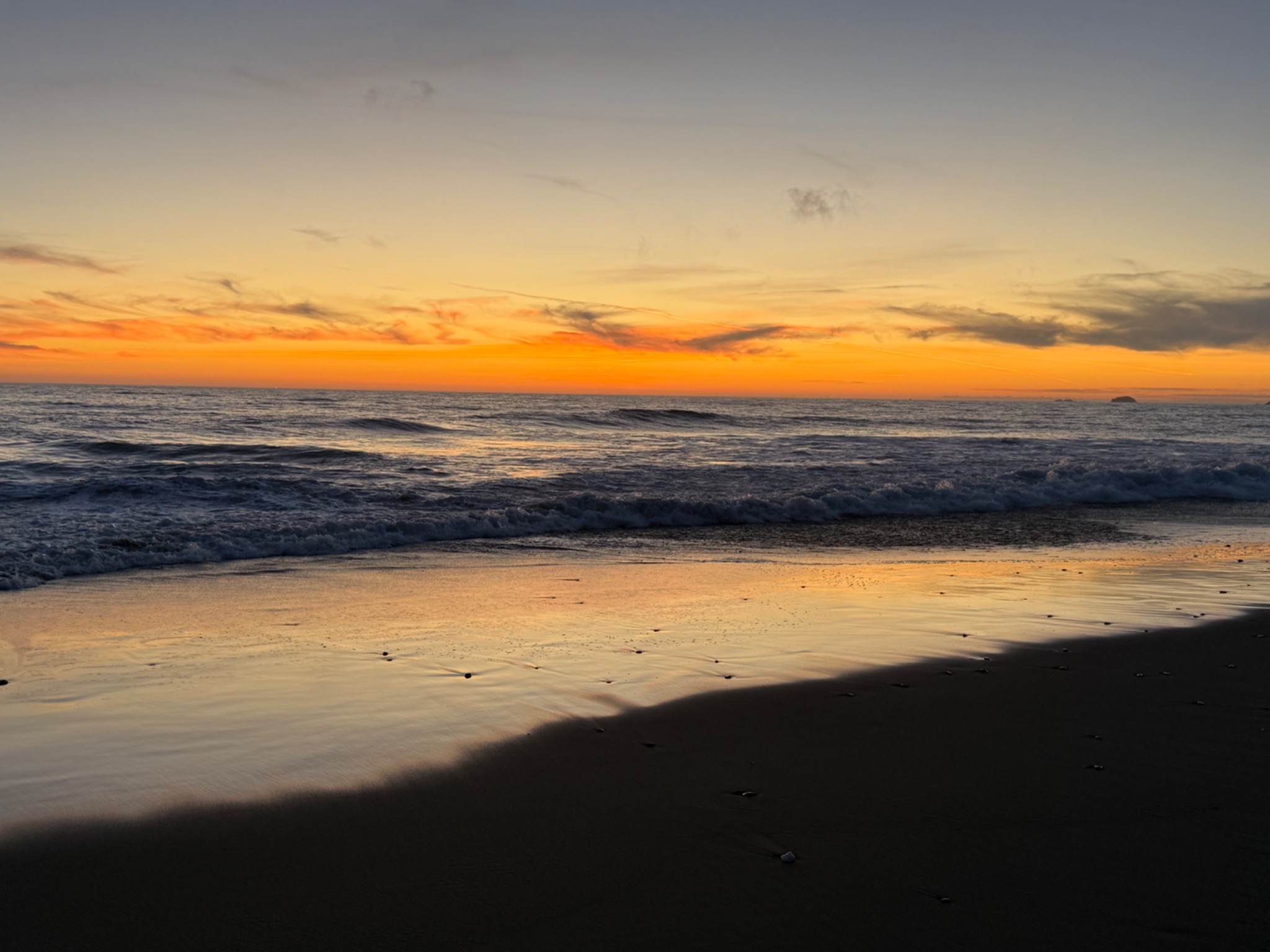 Ocean beach at sunset
